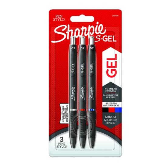 Prekės „Rašiklis „Sharpie S-GEL", mėl./juod./raud., blist., 3 vnt.“ paveikslėlis