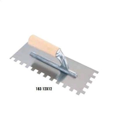 Prekės „Dantyta glaistyklė, kvadratiniais dantimis su medine rankena, 12 mm, 28x12cm“ paveikslėlis