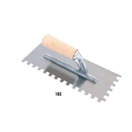 Prekės „Dantyta glaistyklė, kvadratiniais dantimis su medine rankena, 10 mm, 28x12cm“ paveikslėlis