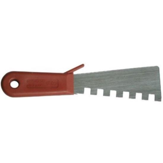 Prekės „Dantyta glaistyklė, kvadratiniais dantimis su plastikine rankena, 10x10 mm, 13cm“ paveikslėlis