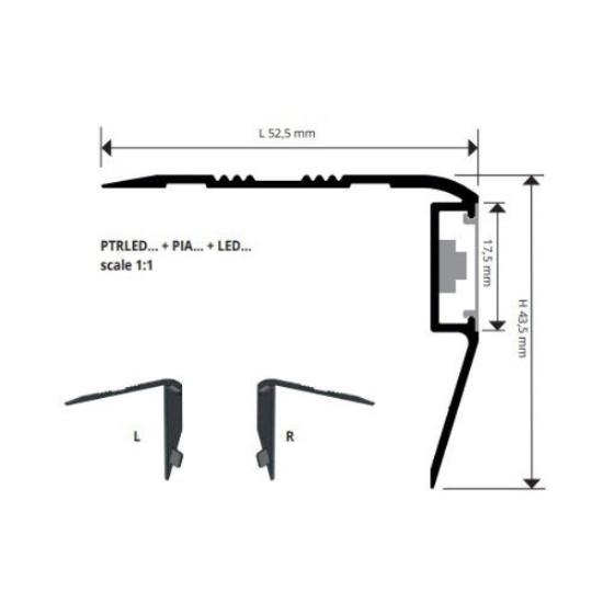 Prekės „Profilis, aliuminis anoduotas sidabrinis su LED, h 43,5 mm, L 2,7 m“ paveikslėlis
