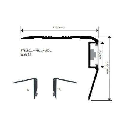 Prekės „Profilis, aliuminis anoduotas sidabrinis su LED, h 43,5 mm, L 2,7 m“ paveikslėlis