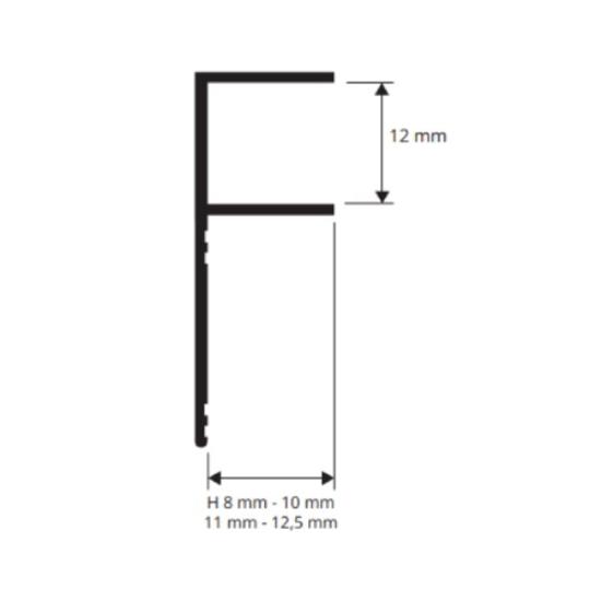 Prekės „Profilis, aliuminis anoduotas, poliruotas chromuotas aliuminis, h 12,5 mm, L 2,7 m“ paveikslėlis