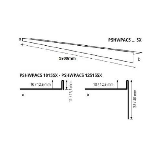 Prekės „Profilis dušo nerūdijantis plienas, kairinis, h 12,5 mm, L 1,5 m“ paveikslėlis