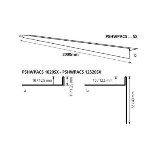 Prekės „Profilis dušo nerūdijantis plienas, kairinis, h 12,5 mm, L 2 m“ paveikslėlis