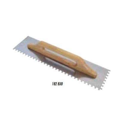 Prekės „Dantyta glaistyklė, kvadratiniais dantimis su medine rankena, 8 mm, 48x13cm“ paveikslėlis
