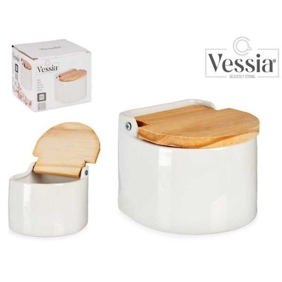 Prekės „Druskinė keram. mediniu dangteliu 550ml Vessia“ paveikslėlis