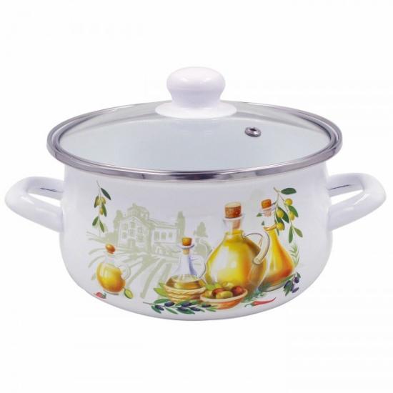 Prekės „Puodas emal. 16cm 1.8L su stikl.dang. TOSCANA“ paveikslėlis