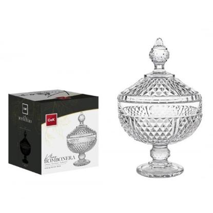 Prekės „Saldaininė stikl. 15*25cm su kojele/dangt. Kleos“ paveikslėlis