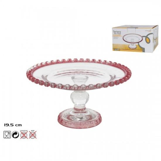 Prekės „Tortinė stikl. 20cm su kojele Corazon PINK“ paveikslėlis