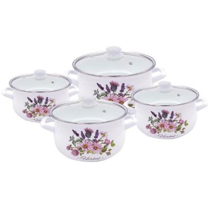 Prekės „Puodų emal. 8d. rink. 16/18/20/22cm HERBAL“ paveikslėlis