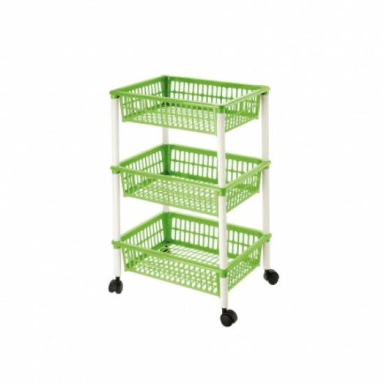 Prekės „Krepšeliai plast. 3 aukštų su ratukais 40*29*62cm“ paveikslėlis