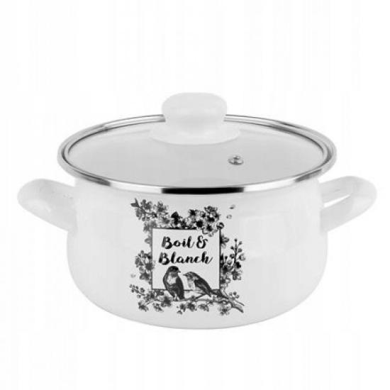 Prekės „Puodas emal. 16cm 1.9L su stikl.dang. BOIL“ paveikslėlis
