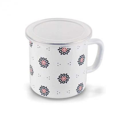 Prekės „Puodukas emal. su plast. dangteliu 900ml 12cm s/p“ paveikslėlis