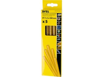 Prekės „Karštų klijų lazdelės 11,2 mm x 200 mm, su blizgučiais, aukso spalvos, 5 vnt.“ paveikslėlis