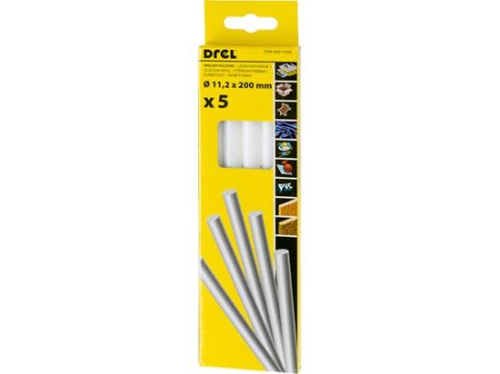Prekės „Karštų klijų lazdelės 11,2 mm x 200 mm, baltos, 5 vnt.“ paveikslėlis