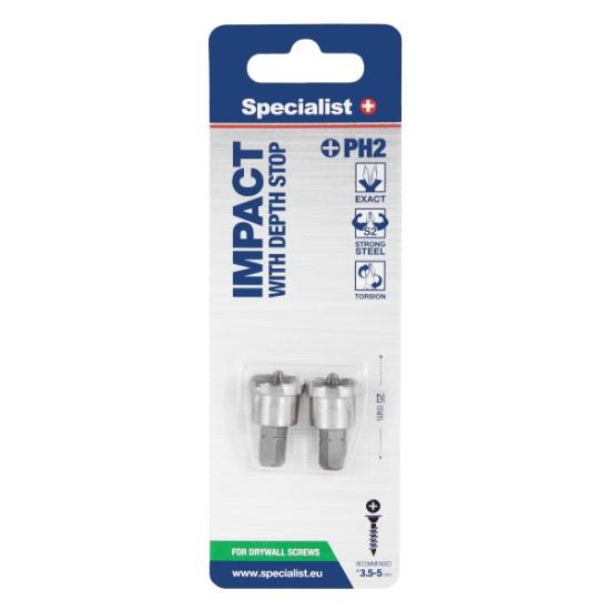 Prekės „SPECIALIST+ antg. PH2 su gylio ribotuvu, 25 mm, 2 vnt.“ paveikslėlis