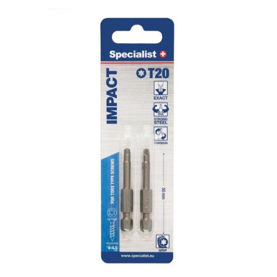 Prekės „SPECIALIST+ antgalis TORX GRIP T20, 50mm, 2 vnt.“ paveikslėlis