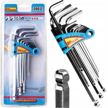 Prekės „Colinių L formos raktų komplektas 1/16 "- 3/8", 9 VNT“ paveikslėlis