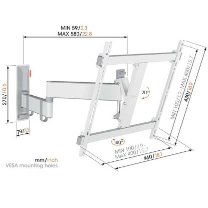 Prekės „VOGEL S  COMFORT TVM3443W TV Laikiklis“ paveikslėlis