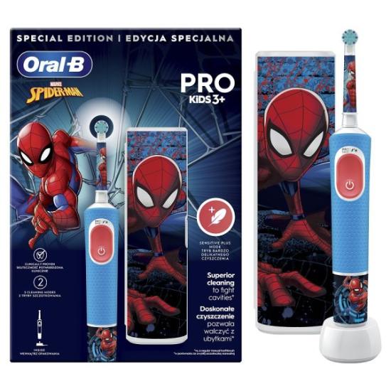 Prekės „BRAUN D103.413.2KX Vitality PRO Kids 3+ Spiderman +dėklas dantų šepetėlis“ paveikslėlis