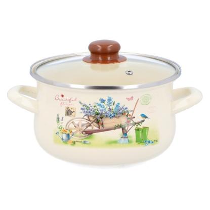Prekės „Puodas emal. 22cm 4.8L su stikl.dang. GARDEN“ paveikslėlis