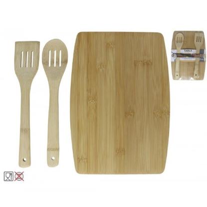 Prekės „Lentelė pjaustymui bambuk. 33*23cm  su įrankiais“ paveikslėlis