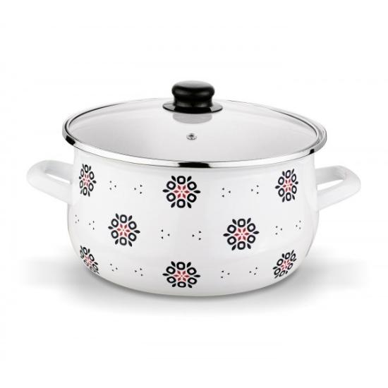 Prekės „Puodas emal. 24cm 5.7L su stikl.dang. FOLKLOR“ paveikslėlis