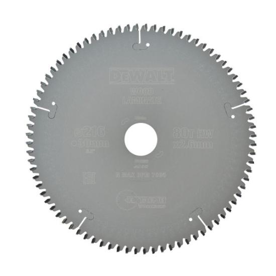 Prekės „Pjov. diskas medienai DeWalt 216mmx30mm 80T“ paveikslėlis
