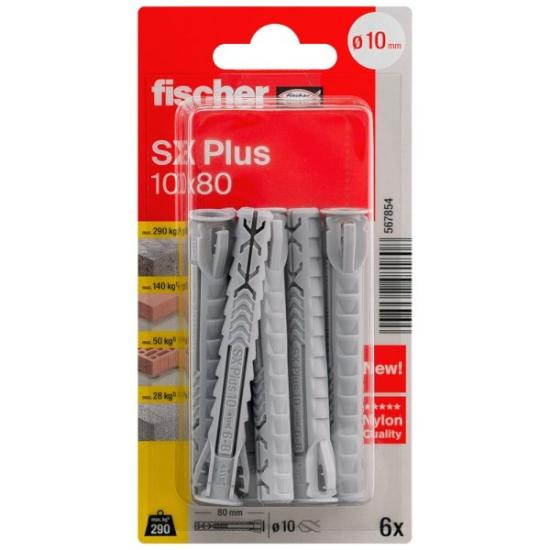 Prekės „FISCHER kaiščiai SX Plus, 10x80 mm, 6 vnt.“ paveikslėlis
