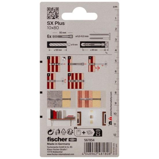Prekės „FISCHER kaiščiai SX Plus, 10x80 mm, 6 vnt.“ paveikslėlis
