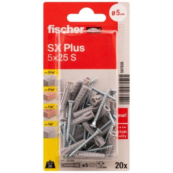 Prekės „FISCHER kaiščiai su varžtais SX Plus S, 5x25 mm, 20 vnt.“ paveikslėlis