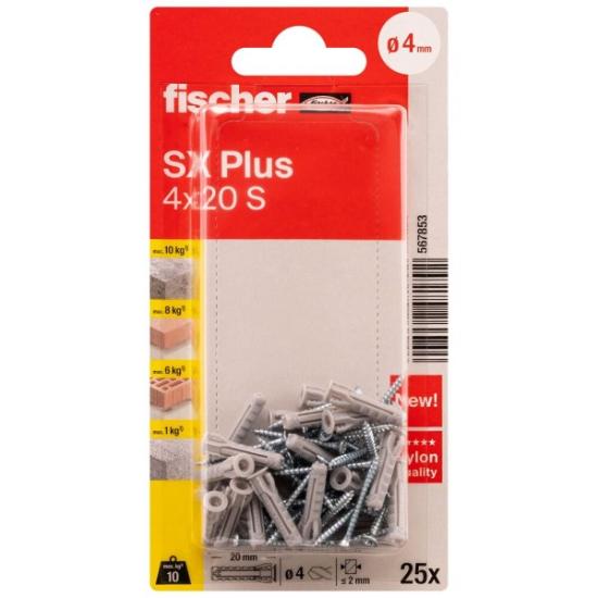 Prekės „FISCHER kaiščiai su varžtais SX Plus S, 4x20 mm, 25 vnt.“ paveikslėlis