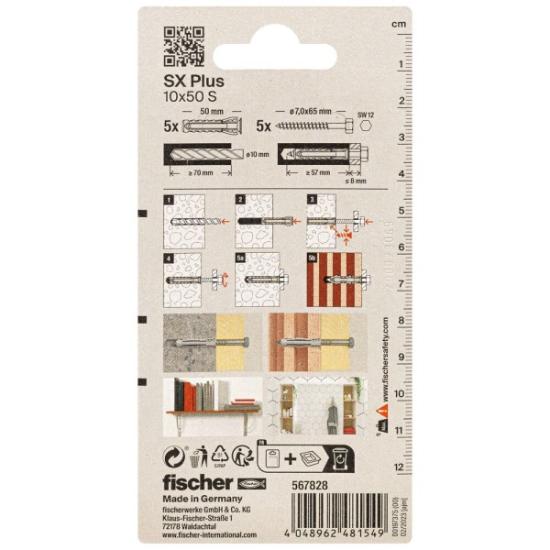 Prekės „FISCHER kaiščiai su varžtais SX Plus S, 10x50 mm, 5 vnt.“ paveikslėlis