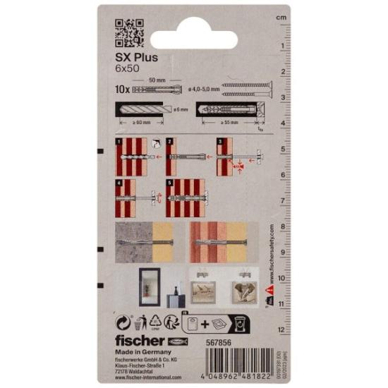 Prekės „FISCHER kaiščiai SX Plus, 6x50 mm, 10 vnt.“ paveikslėlis