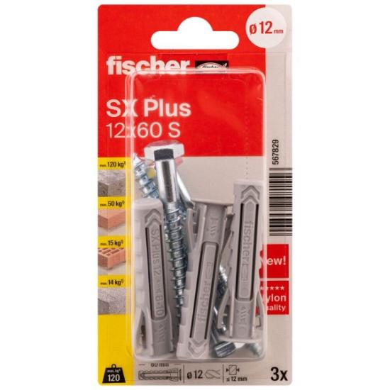 Prekės „FISCHER kaiščiai su varžtais SX Plus S, 12x60 mm, 3 vnt.“ paveikslėlis