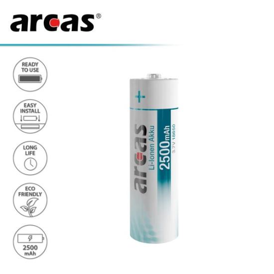 Prekės „Įkraunamas elementas Li-ion 18650 3.7V B1 2500 mAh, ARCAS, 1 vnt.“ paveikslėlis