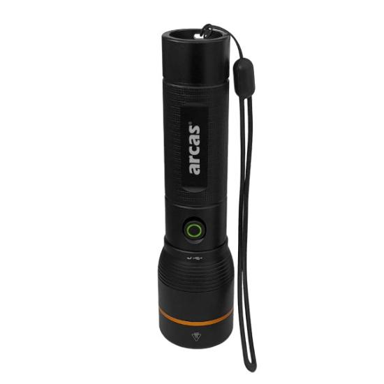 Prekės „Rankinis žibintuvėlis, 20W, įkraunamas USB-C, juodas, ARCAS“ paveikslėlis