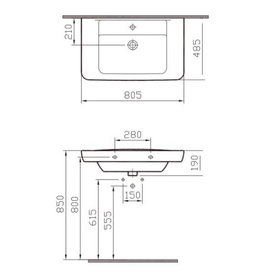 Prekės „Praustuvas CONCEPT 200 WT 80x50“ paveikslėlis