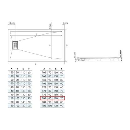Prekės „Dušo kabinos padas KINEDO Kinesurf 180x80“ paveikslėlis