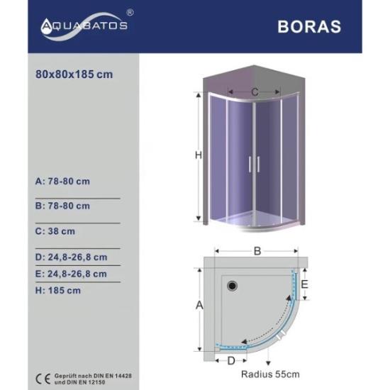Prekės „Dušo kabina AQUABATOS Boras MS 80x80x185“ paveikslėlis