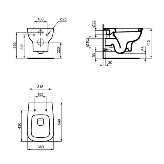 Prekės „Pakabinamas unitazas IDEAL STANDARD T368001, su dangčiu“ paveikslėlis