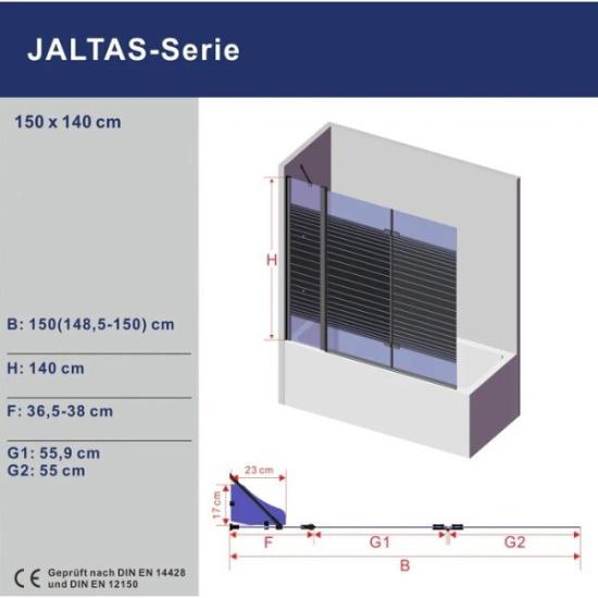 Prekės „Vonios sienelė AQUABATOS Jaltas B 150x140“ paveikslėlis