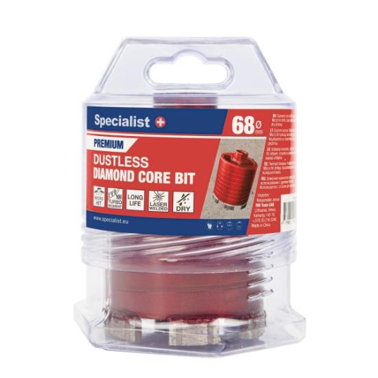 Prekės „SPECIALIST+ deimantinė gręžimo karūna PREMIUM, 68 mm“ paveikslėlis