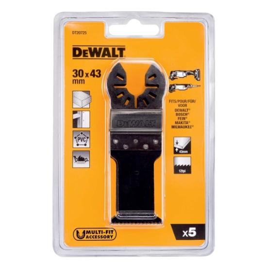 Prekės „Daugiafunkcinio įrankio geležtės 30 mm x 43 mm, DeWALT, 5 vnt.“ paveikslėlis