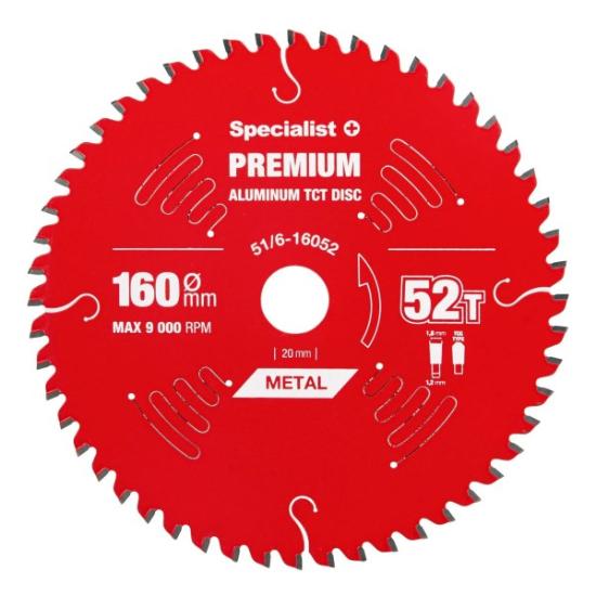 Prekės „Pjovimo diskas 160x52Tx20mm, Aluminium PREMIUM, SPECIALIST+“ paveikslėlis