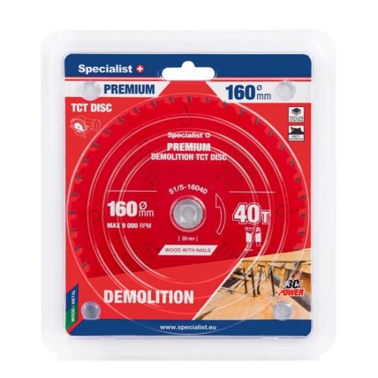 Prekės „Pjovimo diskas 160x40Tx20mm, Demolition PREMIUM, SPECIALIST+“ paveikslėlis