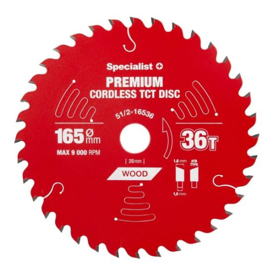 Prekės „Pjovimo diskas 165x36Tx20mm, Cordless PREMIUM, SPECIALIST+“ paveikslėlis