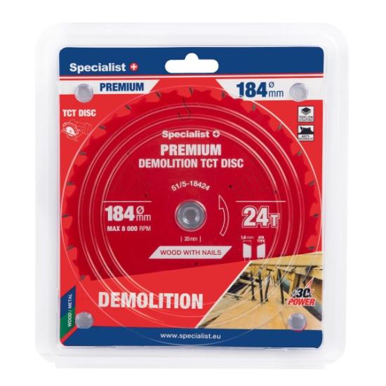 Prekės „Pjovimo diskas 184x24Tx20/16mm, Demolition PREMIUM, SPECIALIST+“ paveikslėlis