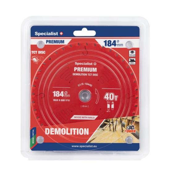 Prekės „Pjovimo diskas 184x40Tx20/16mm, Demolition PREMIUM, SPECIALIST+“ paveikslėlis